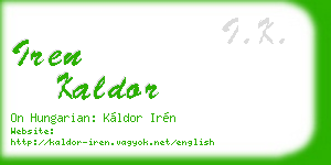 iren kaldor business card